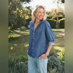 FRANK & EILEEN Eileen Button Down in Vintage Stonewashed Indigo Denim Shirt XS